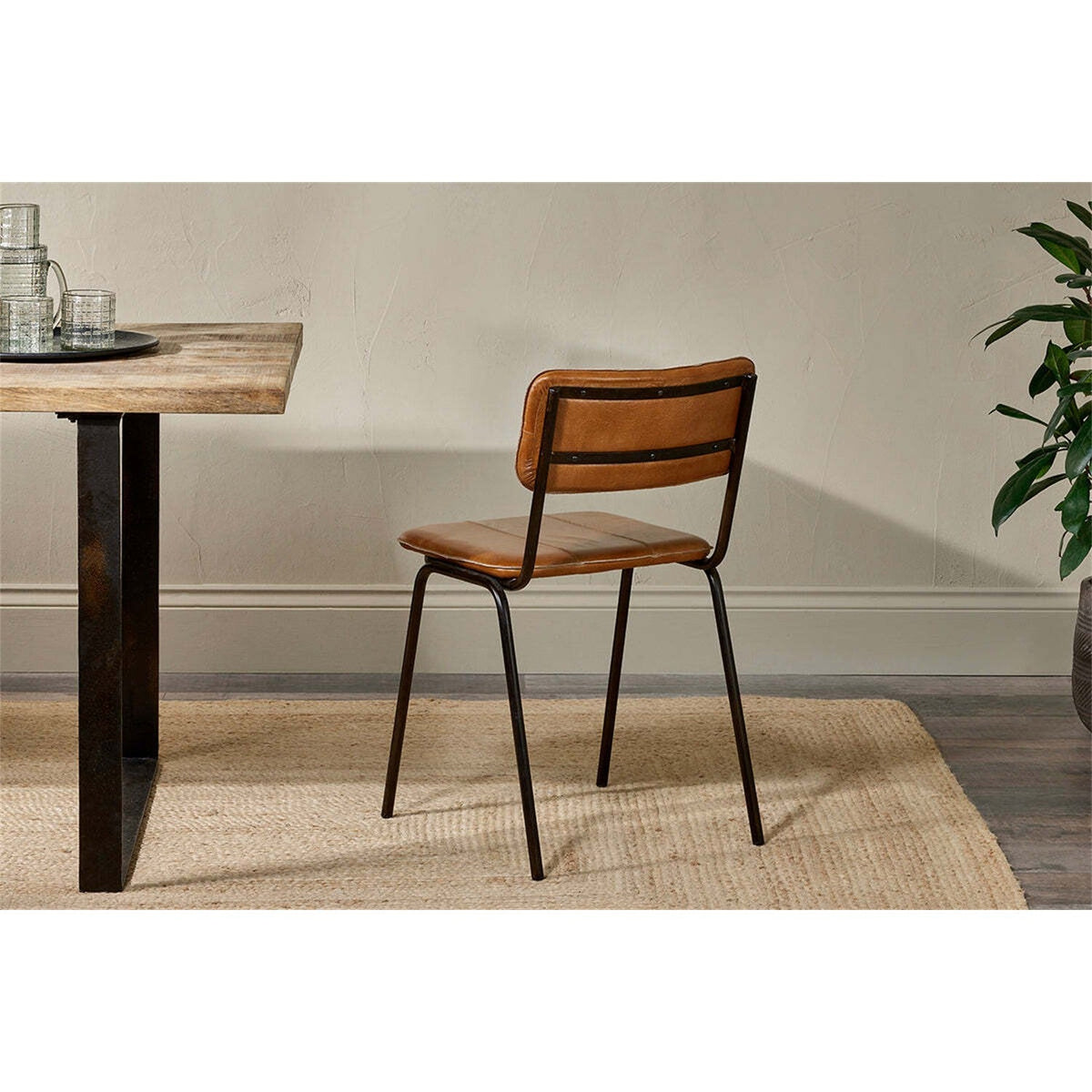 Ukari Leather Dining Chair - Aged Tan