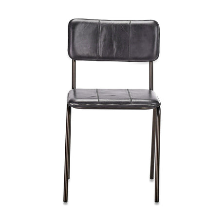 Ukari Leather Dining Chair - Aged Black