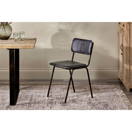 Ukari Leather Dining Chair - Aged Black