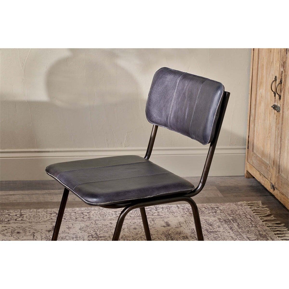 Ukari Leather Dining Chair - Aged Black