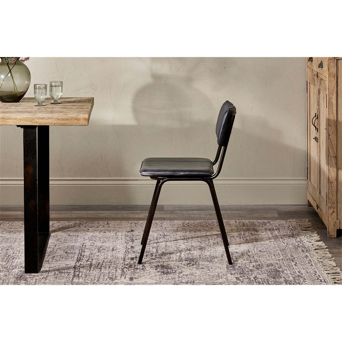Ukari Leather Dining Chair - Aged Black