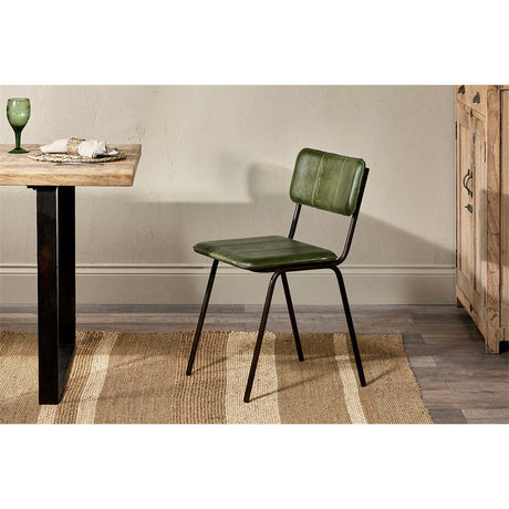 Ukari Leather Dining Chair - Rich Green
