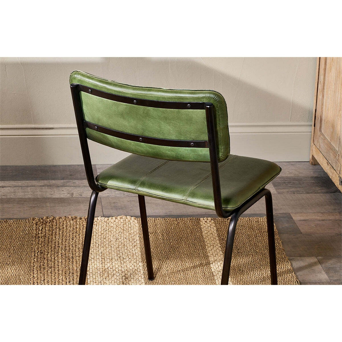 Ukari Leather Dining Chair - Rich Green