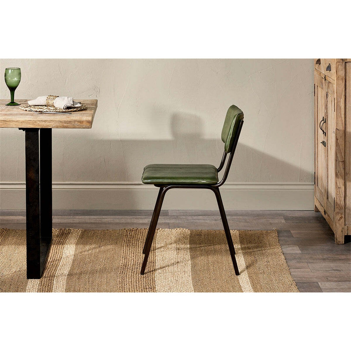 Ukari Leather Dining Chair - Rich Green