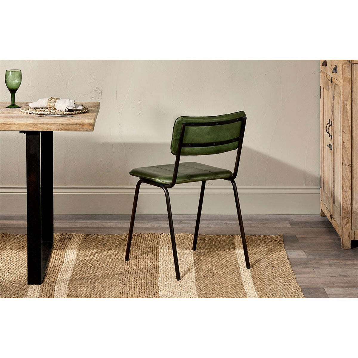 Ukari Leather Dining Chair - Rich Green