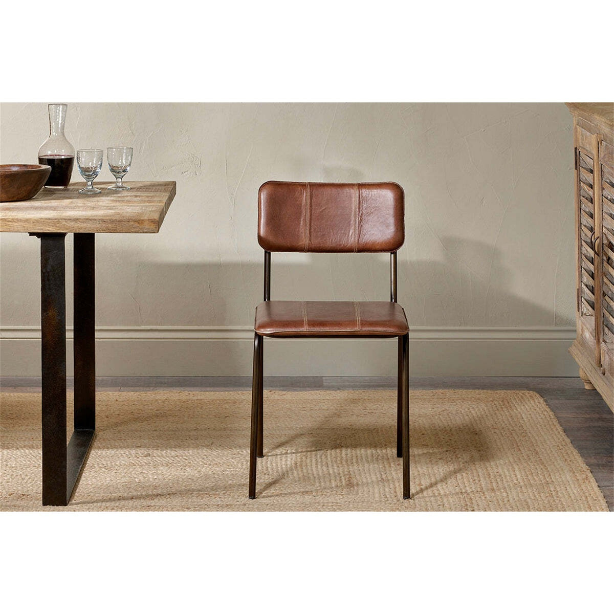 Ukari Leather Dining Chair - Chocolate Brown