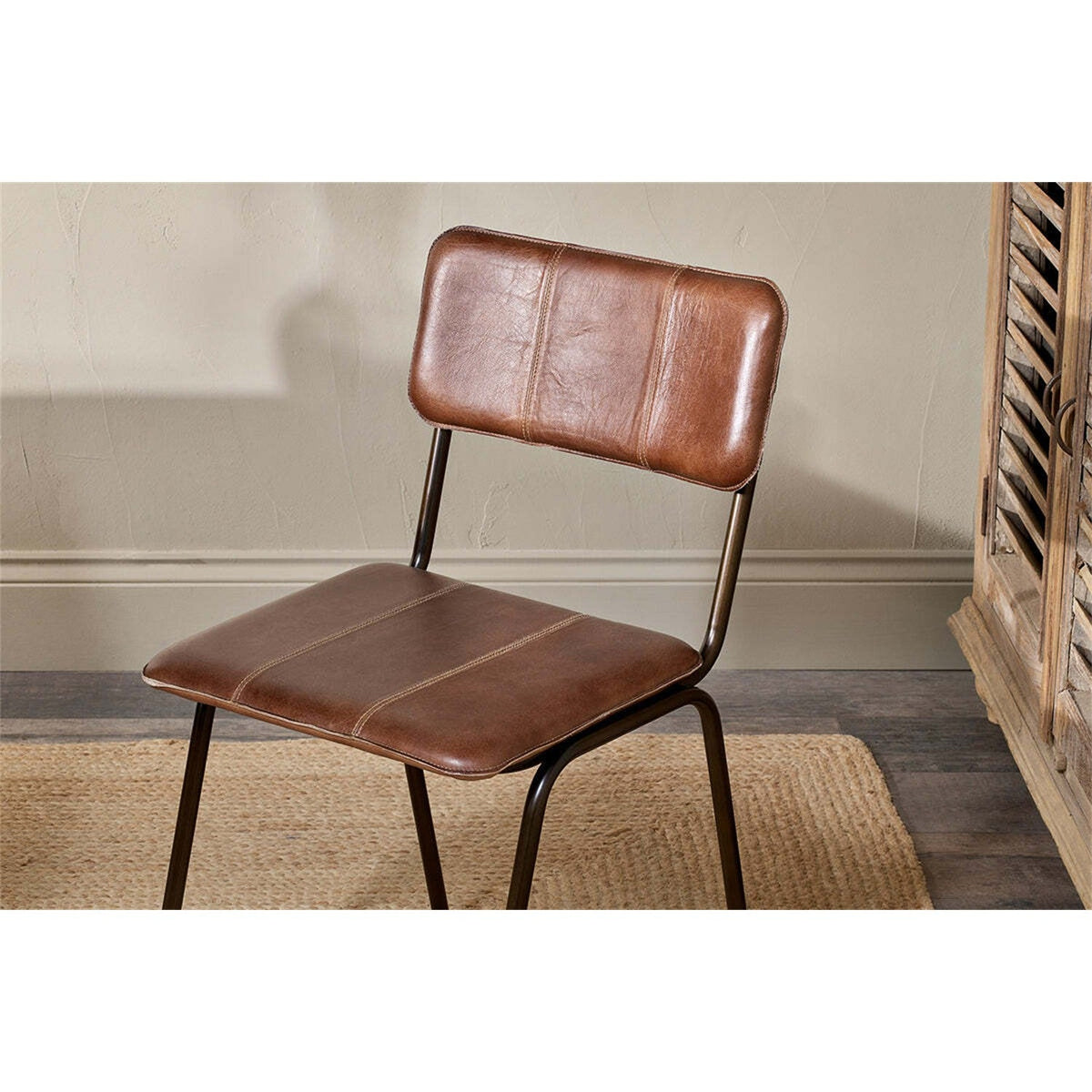Ukari Leather Dining Chair - Chocolate Brown