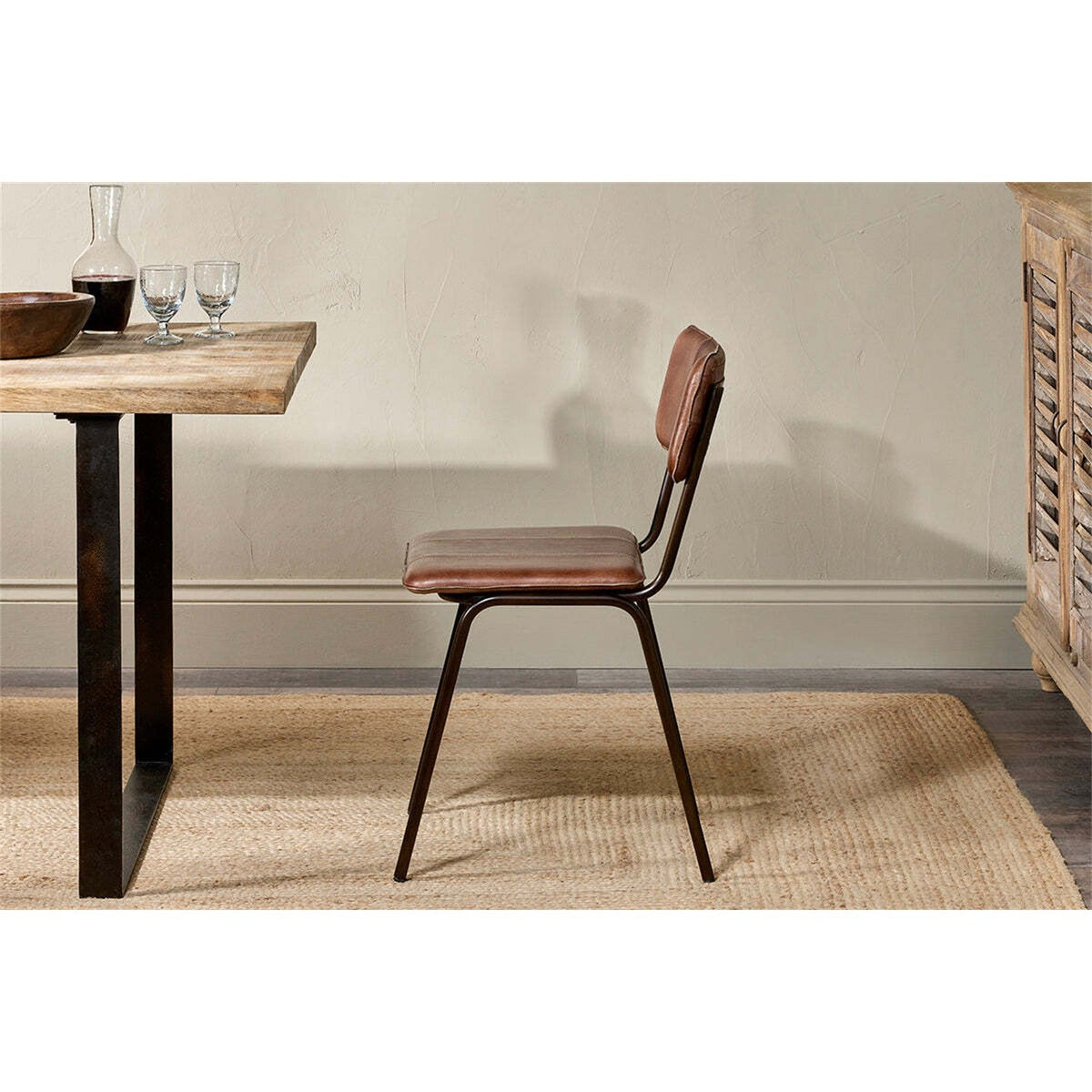 Ukari Leather Dining Chair - Chocolate Brown