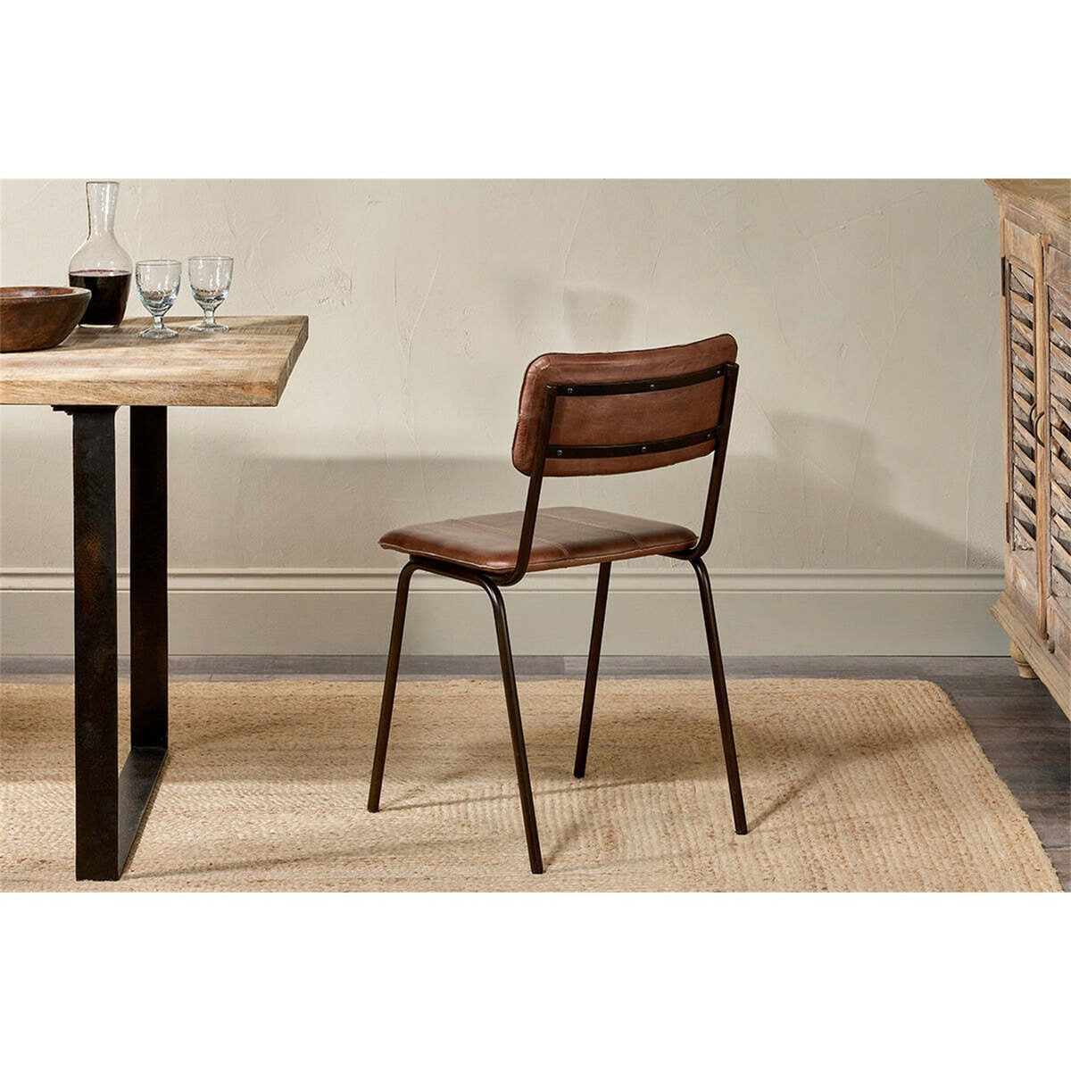 Ukari Leather Dining Chair - Chocolate Brown