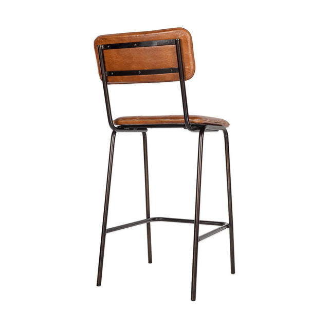 Ukari Leather Counter Stool - Aged Tan