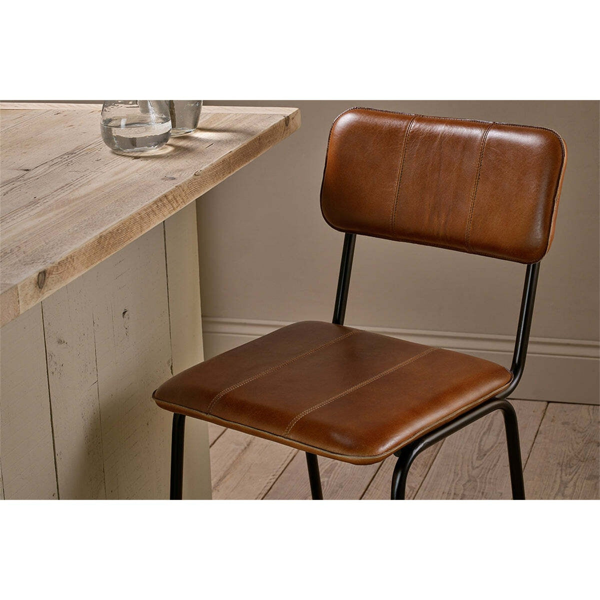Ukari Leather Counter Stool - Aged Tan