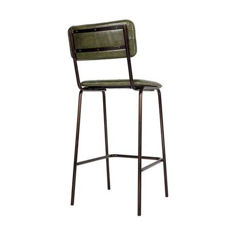 Ukari Leather Counter Stool - Rich Green