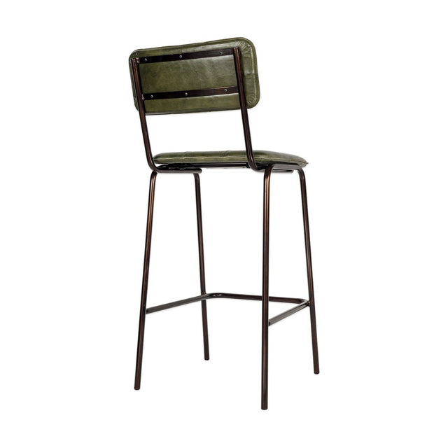 Ukari Leather Counter Stool - Rich Green