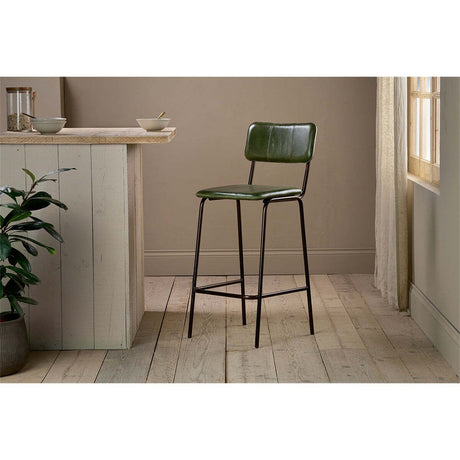 Ukari Leather Counter Stool - Rich Green