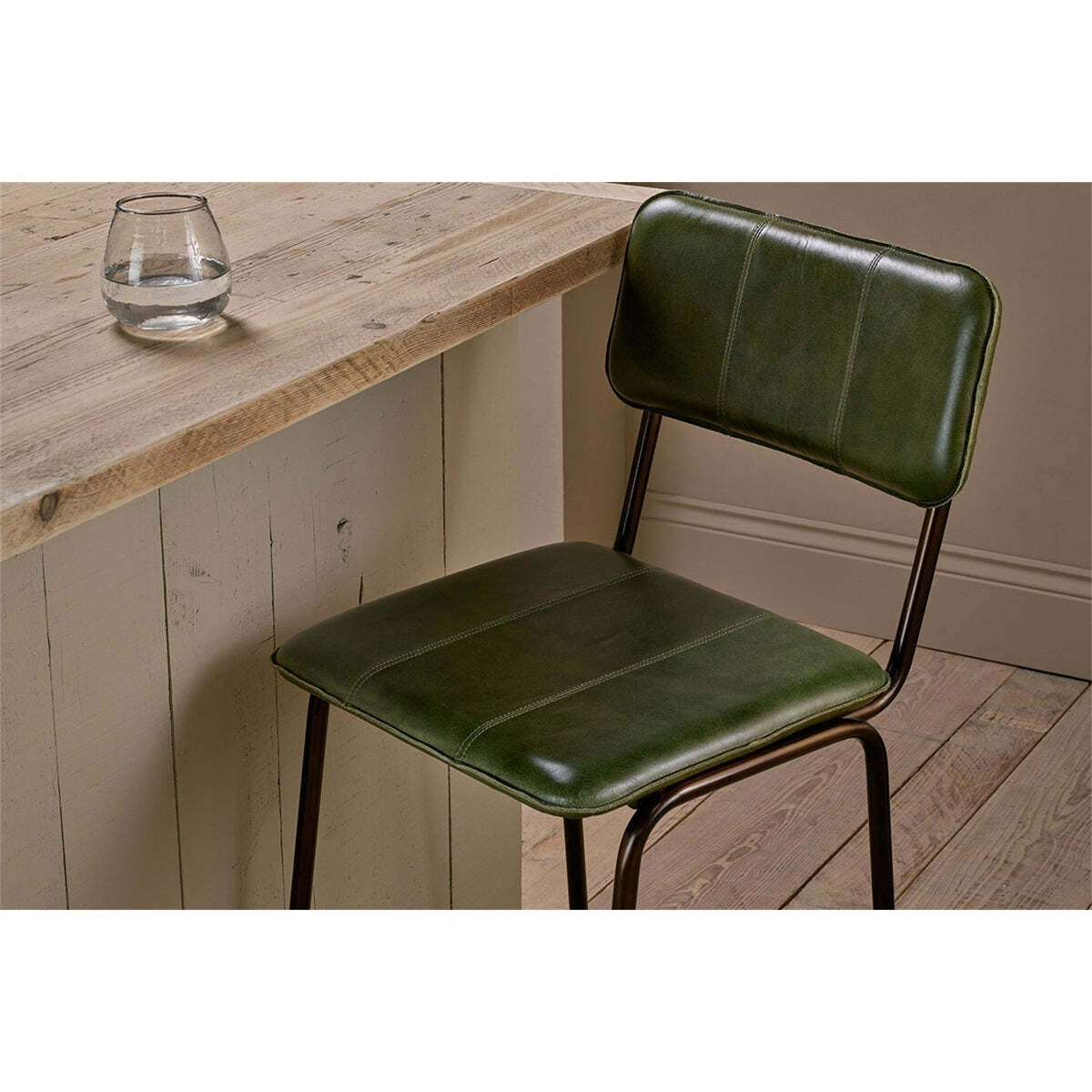 Ukari Leather Counter Stool - Rich Green