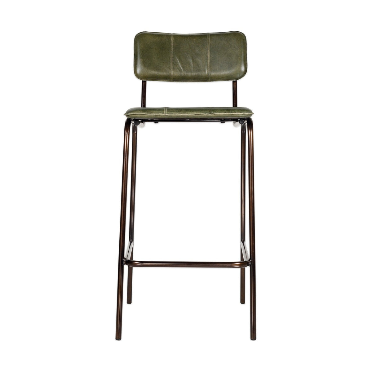 Ukari Leather Counter Stool - Rich Green