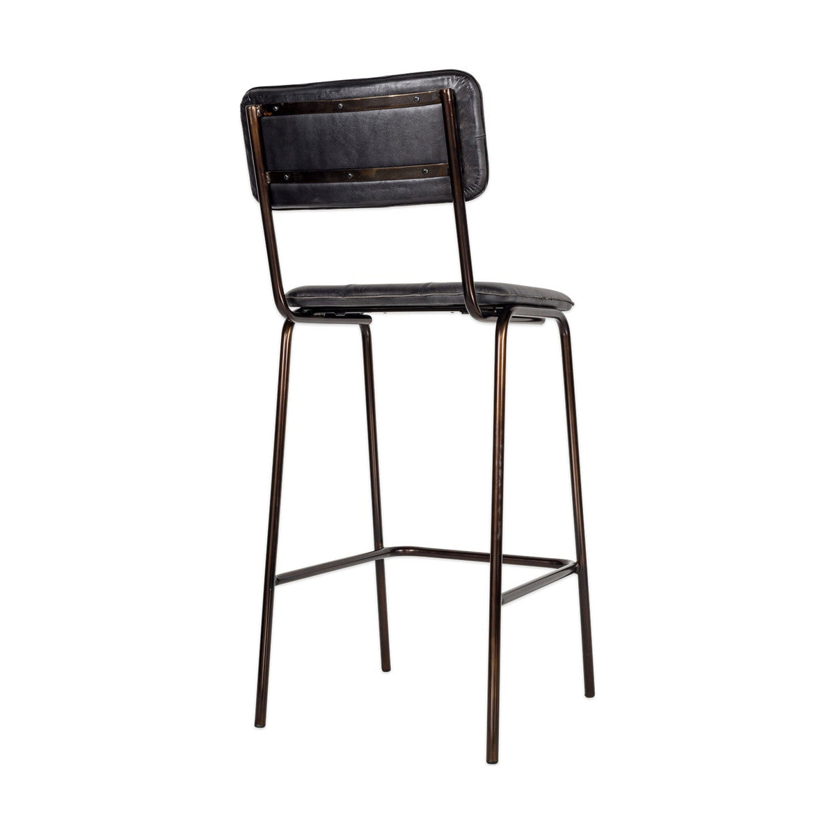 Ukari Leather Counter Stool - Aged Black