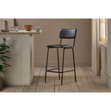 Ukari Leather Counter Stool - Aged Black