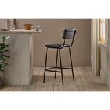 Ukari Leather Counter Stool - Aged Black