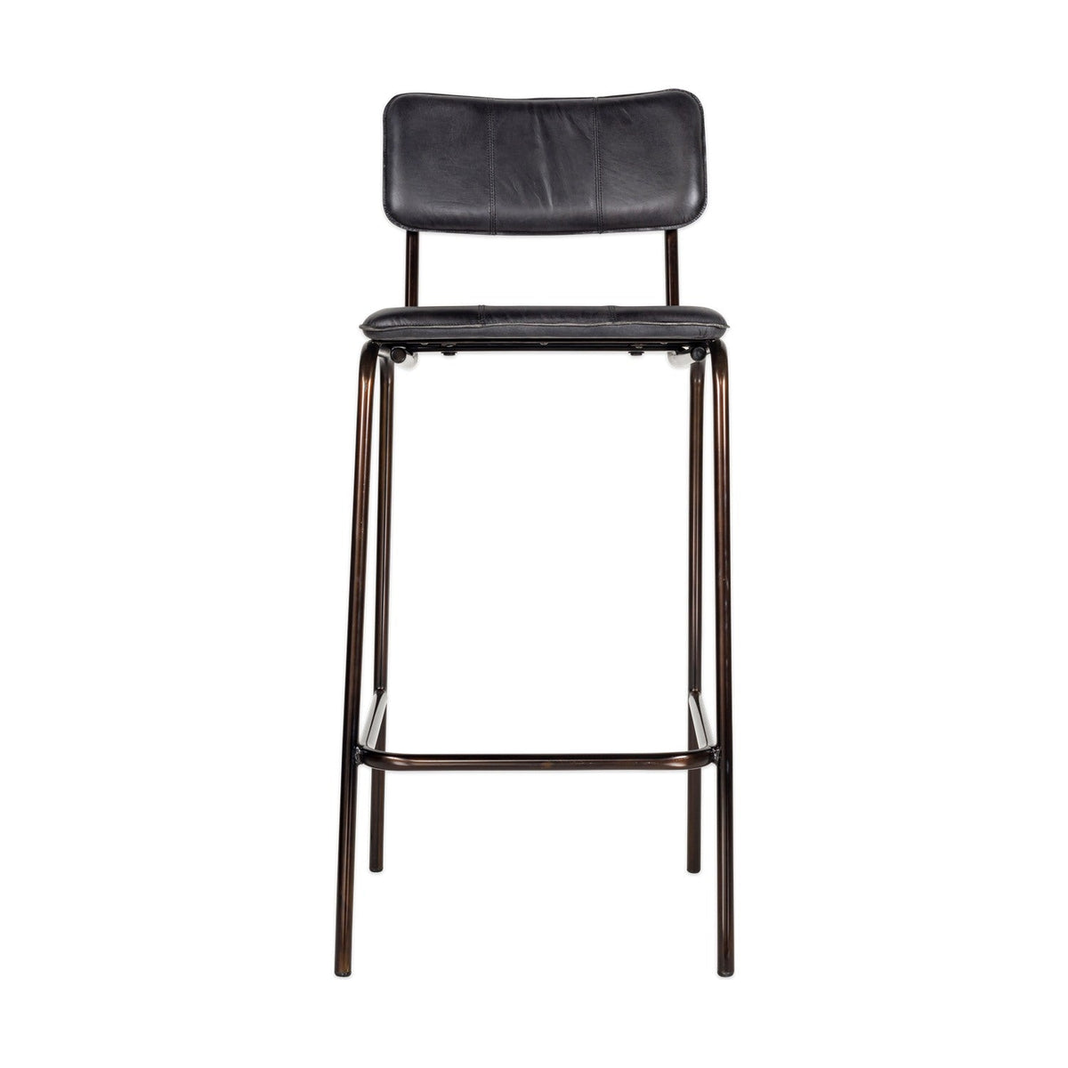 Ukari Leather Counter Stool - Aged Black