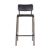 Ukari Leather Counter Stool - Aged Black