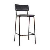 Ukari Leather Counter Stool - Aged Black