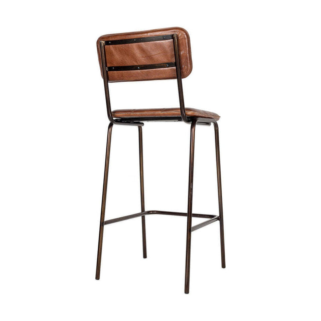 Ukari Leather Counter Stool - Chocolate Brown