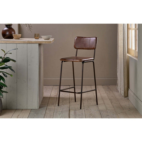 Ukari Leather Counter Stool - Chocolate Brown