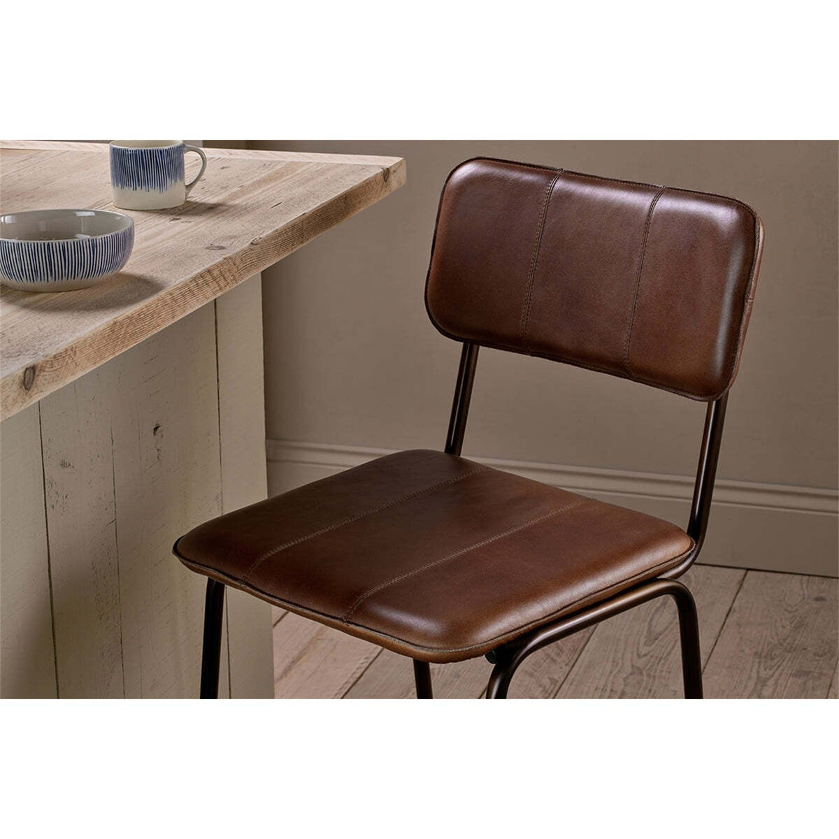 Ukari Leather Counter Stool - Chocolate Brown