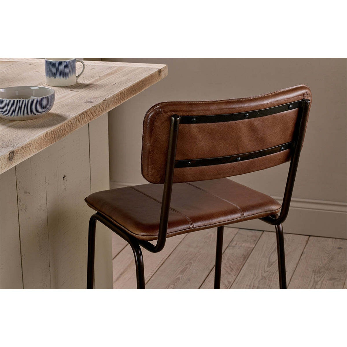 Ukari Leather Counter Stool - Chocolate Brown