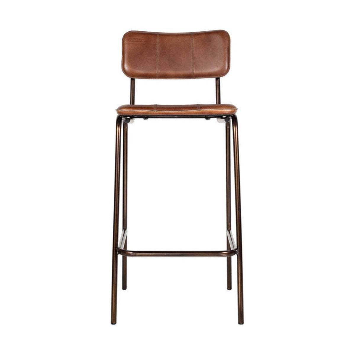Ukari Leather Counter Stool - Chocolate Brown