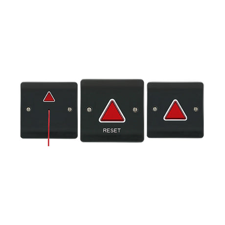 ESP Beacon Accessible Toilet Alarm Kit in grey with pull cord module, reset module, and power light and buzzer module, red triangle indicators.