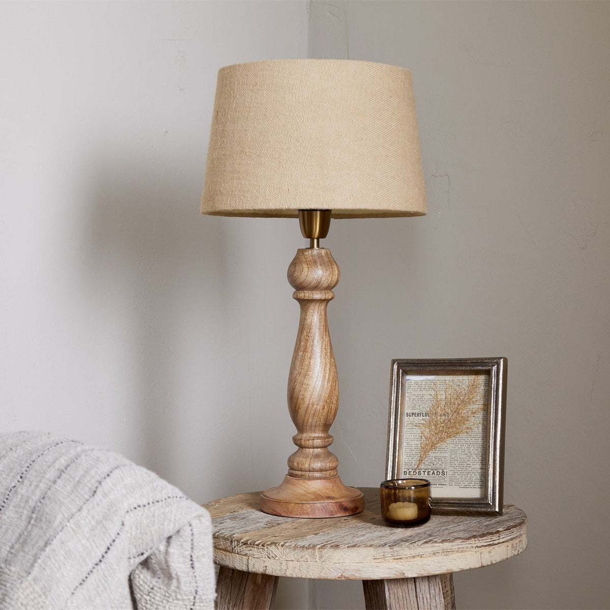 Usha Large Classic Wooden Table Lamp Base - Natural