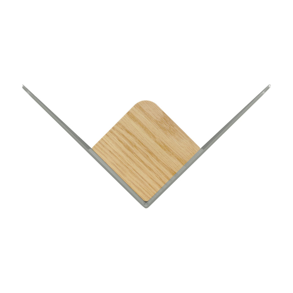 Butterflies Dual Coat Hook Mini in Nuance Olive, a V-shaped wall hook with angled wooden arms meeting at a steel bracket, shown on a plain white background.