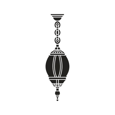 Mullion Cast Aluminium Outdoor Pendant Light in black, an oval lantern with vertical ribbed detailing, hung from a decorative chain and ceiling rose, shown on a plain white background.