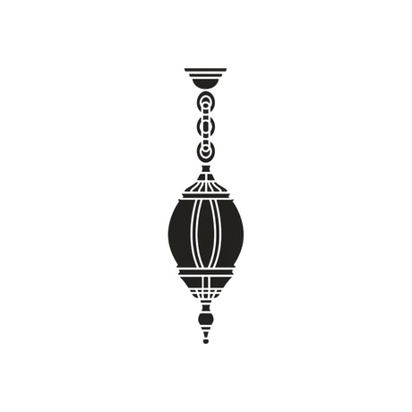 Mullion Small cast aluminium outdoor pendant light in black, single-light lantern with ribbed lens body on a decorative chain, shown on a plain white background.
