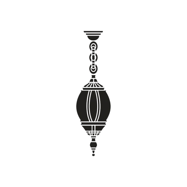 Mullion Small cast aluminium outdoor pendant light in black, single-light lantern with ribbed lens body on a decorative chain, shown on a plain white background.