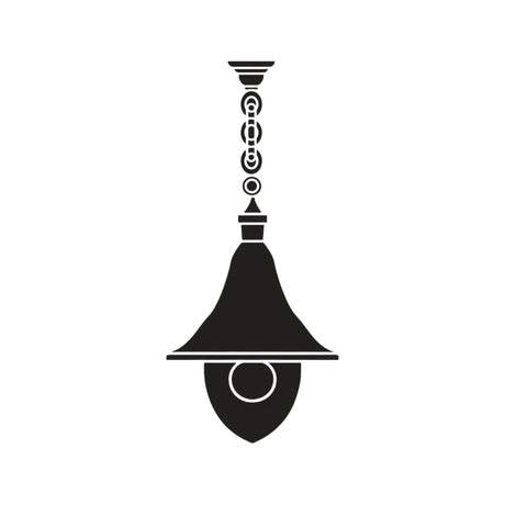Bellcote Cast Aluminium Outdoor Pendant Light in black, a bell-shaped single-light lantern hung from a decorative chain with polycarbonate lens, shown on a plain white background.