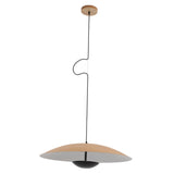 The Ginger LED Large Pendant Light - Black & Brown features a modern round wooden shade, black central fixture, and slim black cord—delivering stylish minimalist design ideal for kitchen island lighting.