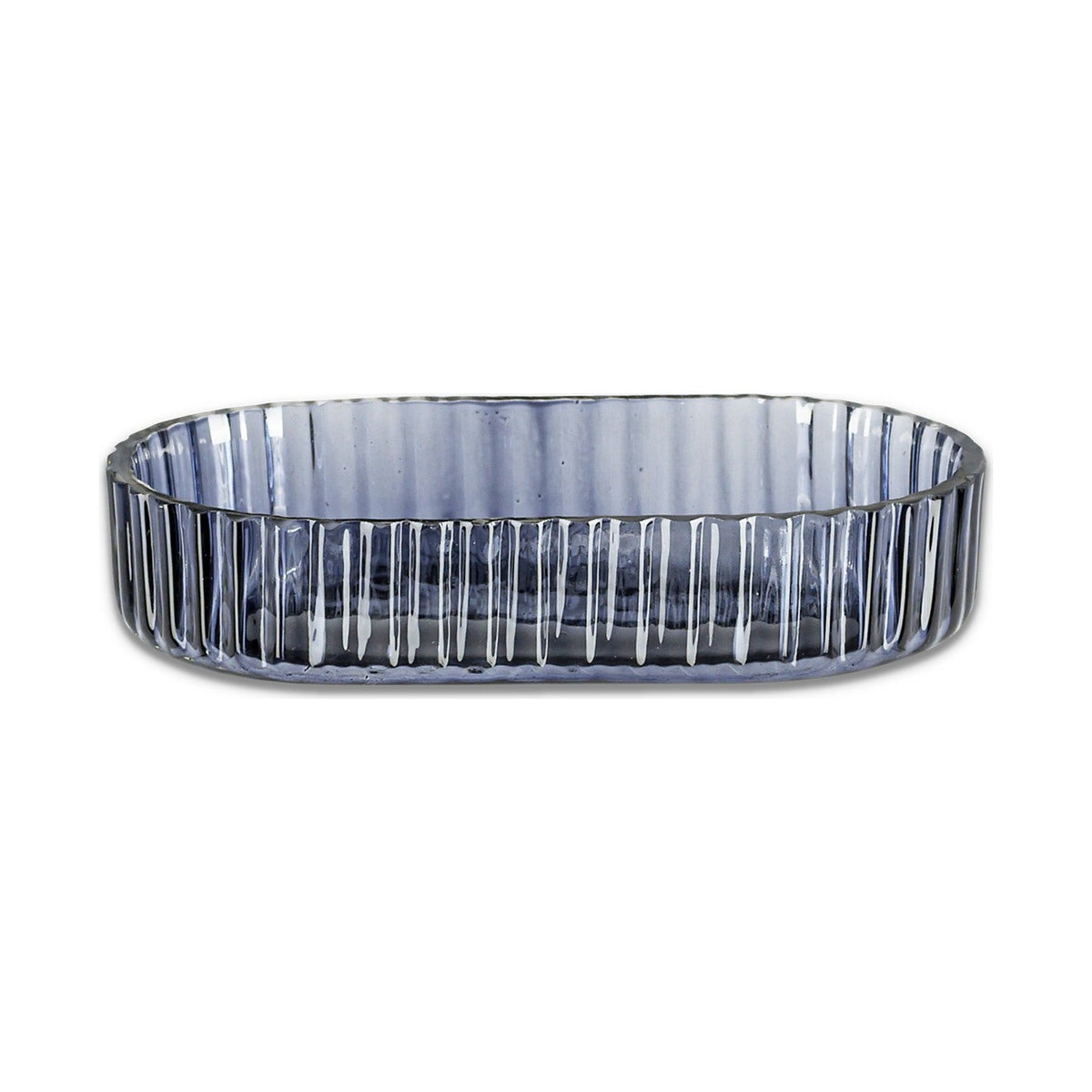 Valeska Ribbed Recycled Glass Soap Dish - Grey Smoke