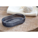 Valeska Ribbed Recycled Glass Soap Dish - Grey Smoke