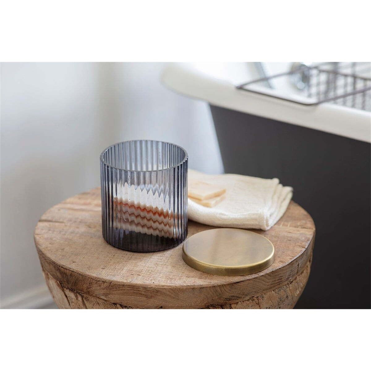 Valeska Recycled Glass Storage Pot - Grey Smoke