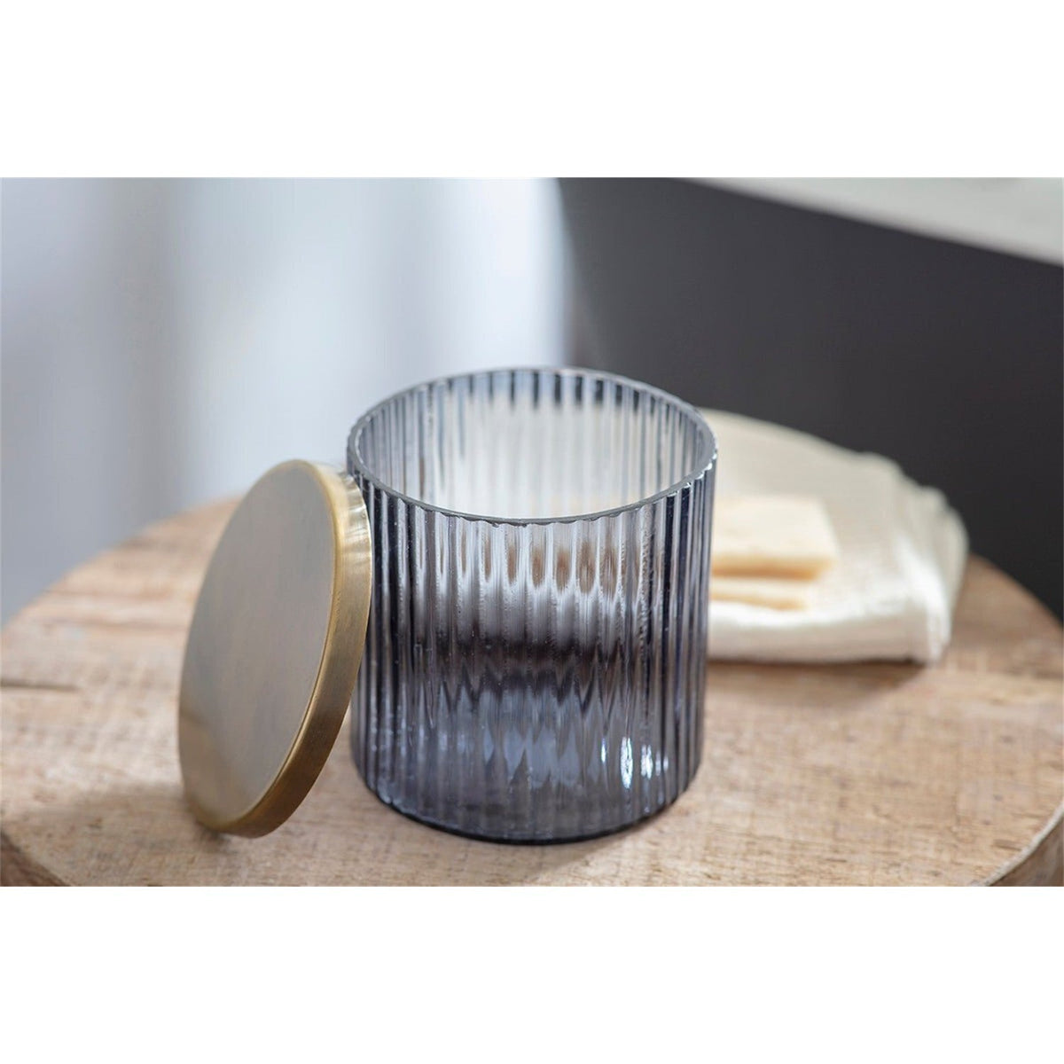 Valeska Recycled Glass Storage Pot - Grey Smoke
