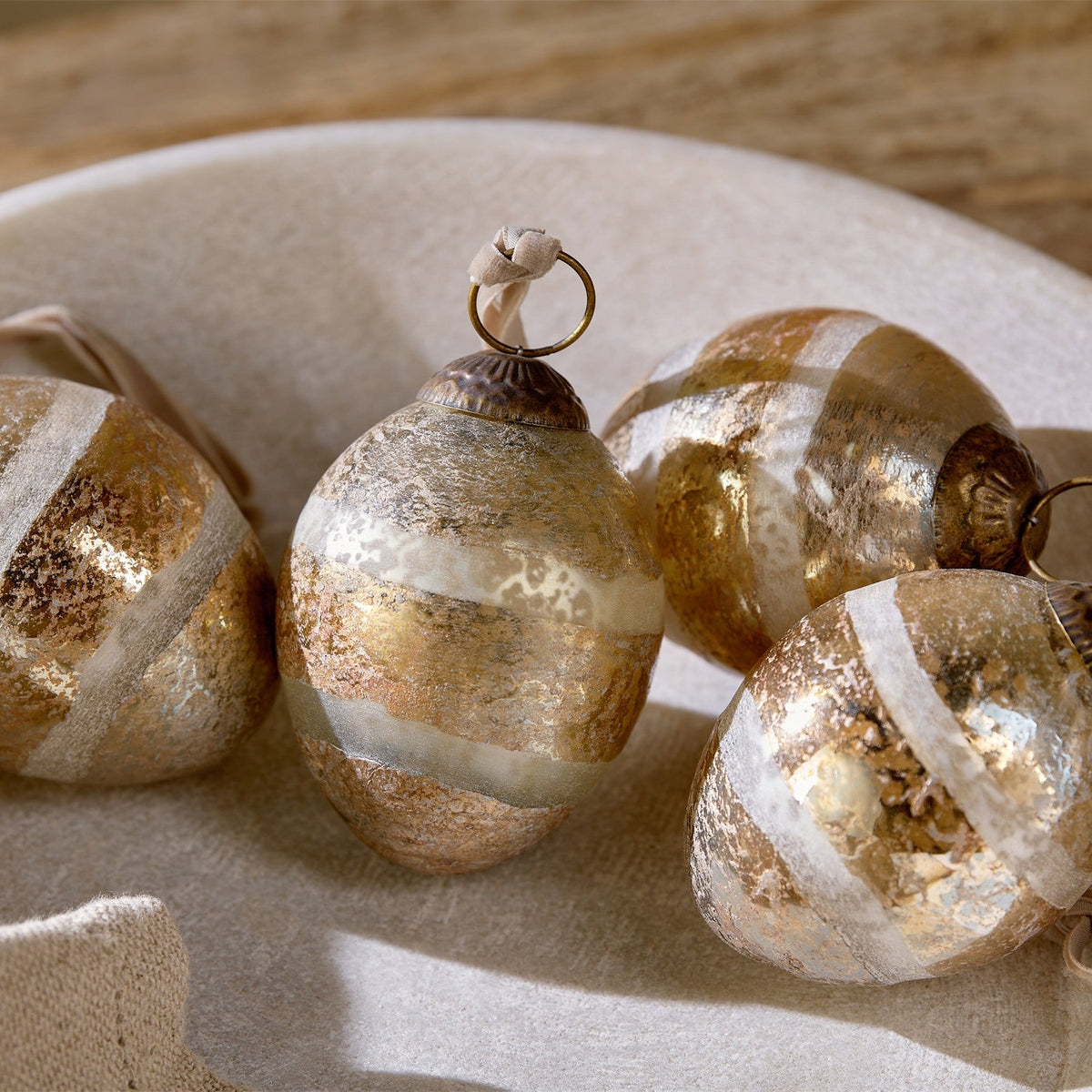 Viti Glass Baubles - Gold - Set of 4
