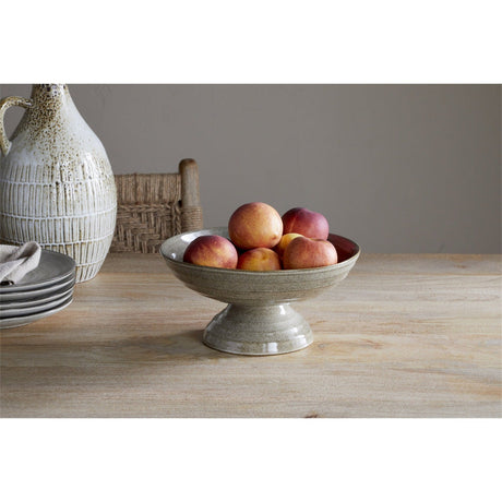 Valinha Earthenware Footed Fruit Bowl - Grey