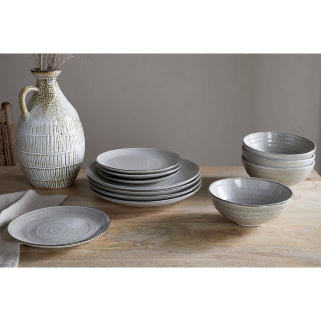 Valinha 12 Piece Earthenware Dinner Set - Grey