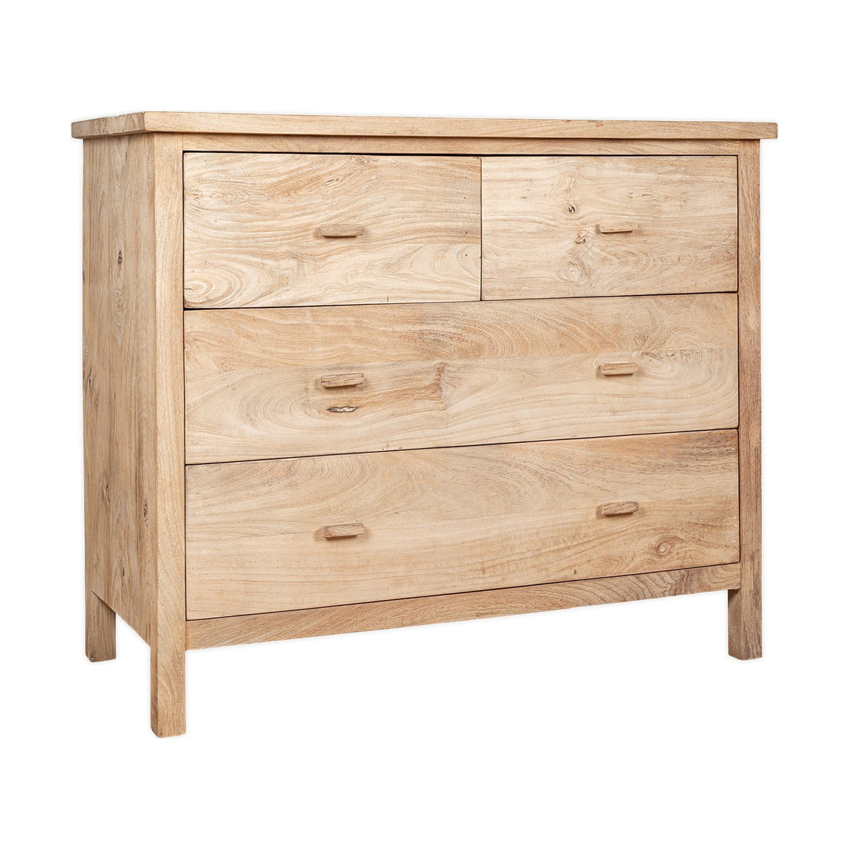 Vivan Grooved Mango Wood Chest of Drawers - Natural