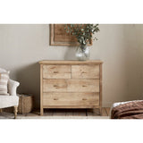 Vivan Grooved Mango Wood Chest of Drawers - Natural