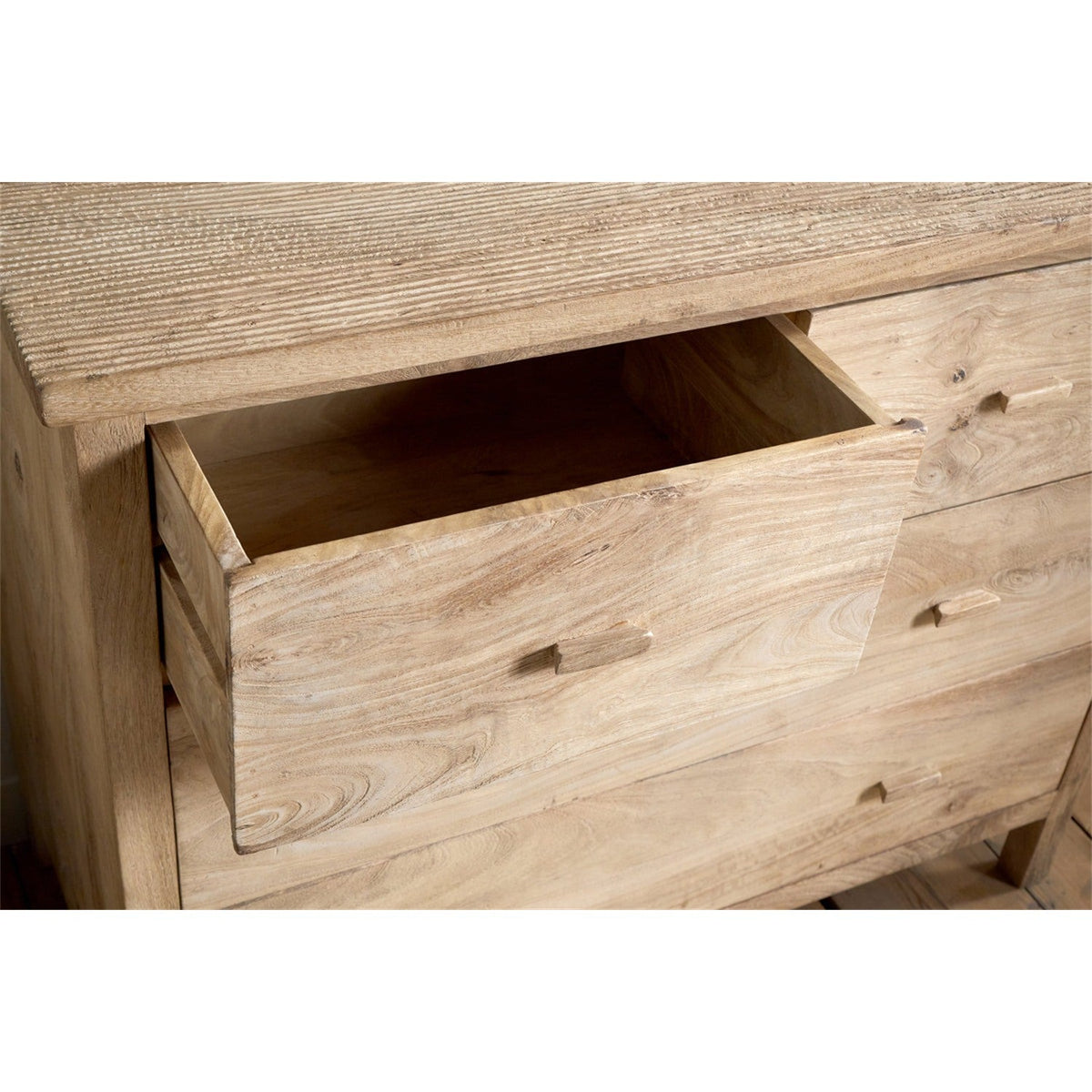 Vivan Grooved Mango Wood Chest of Drawers - Natural