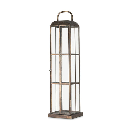 Vemula Large Tall Lantern - Antique Brass